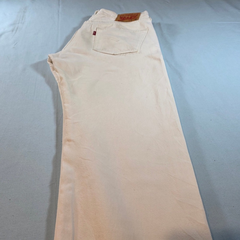 Levis 501 Original Fit Cream Off White Straight Leg Jeans Mens 30x32